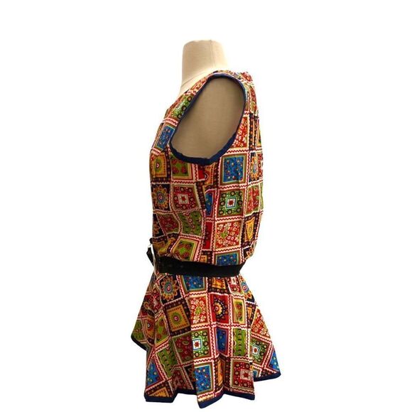 RARE 1970s HANDMADE ONE OF A KIND HIPPIE PATCHWORK DROP WAIST ROMPER PLAYSUIT - Picture 2 of 6